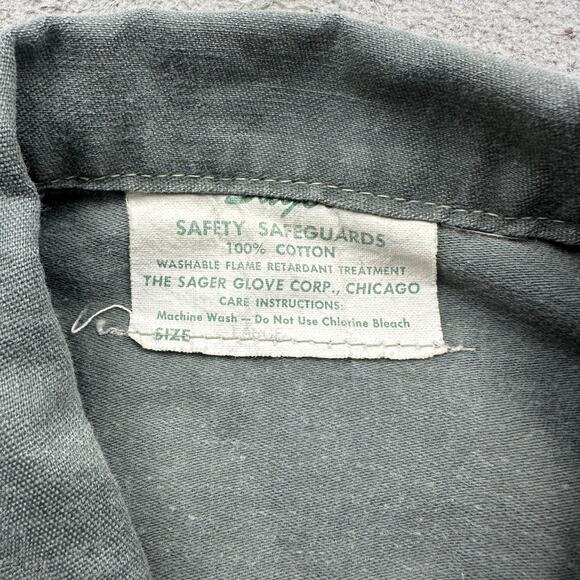 Vintage 70s Sager Glove Flame Resistant Canvas Work Shirt Mens Large Long Sleeve - Picture 2 of 14